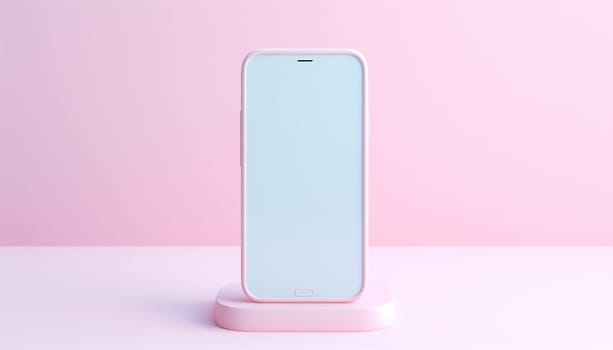 Minimalist modern clay mockup smartphones for presentation, application display, information graphics etc. EPS. 3D pastel pink Copy space smartphone mobile concept Space for text