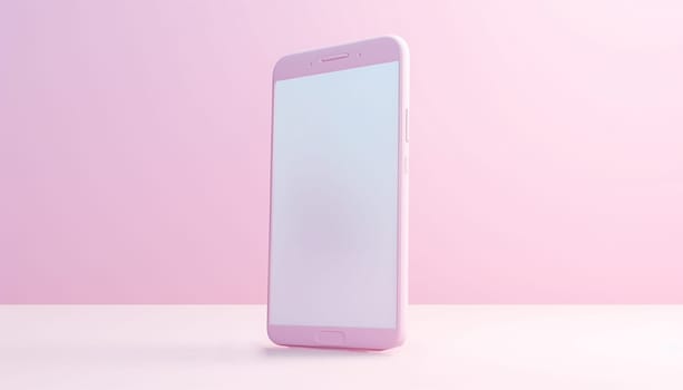 Minimalist modern clay mockup smartphones for presentation, application display, information graphics etc. EPS. 3D pastel pink Copy space smartphone mobile concept Space for text