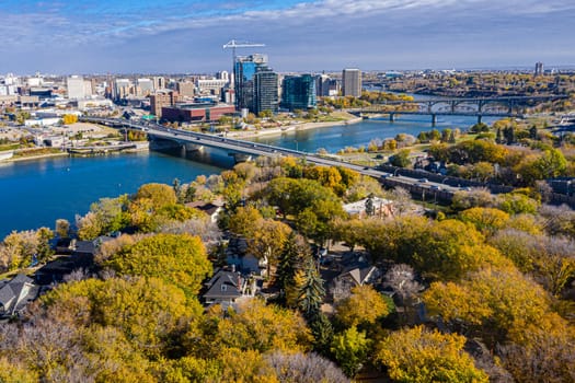 Aerial view of the Nutana neighborhood of Saskatoon. Oct 2, 2020