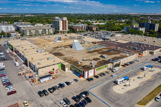 Aerial view of the Nutana Suburban Centre area of Saskatoon. Aug 26, 2020