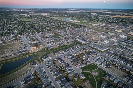 Aerial view of Kensington which is a neighbourhood located in west Saskatoon, Saskatchewan, Canada that began construction in 2013