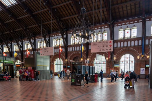 Copenhagen, Denmark - December 02, 2016: People inside the main hall of the Central Railway Station