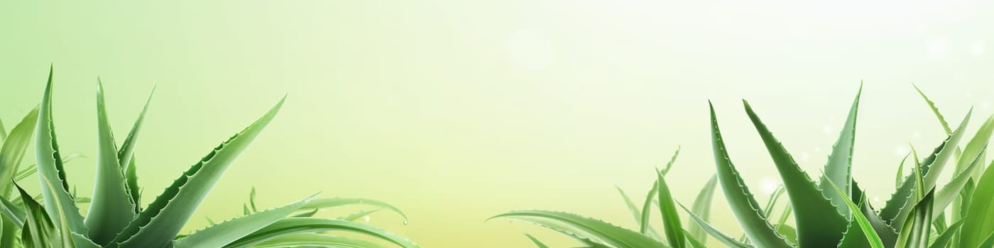 Aloe vera plant banner with copy space background, gelatinous substance obtained from a kind of aloe, used especially in cosmetics to soften or soothe the skin