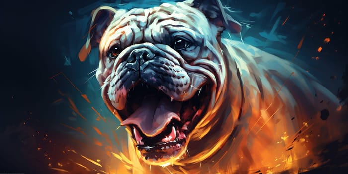 Portrait of a bulldog, art illustration, animal concept