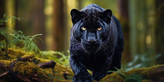 Black panther with black fur rather than the typical spotted coatin the nature, wildlife concept