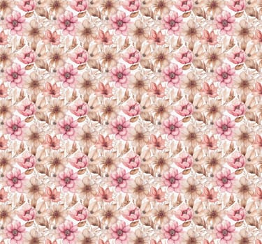 Abstract background of watercolor flowers, pink and beige colors