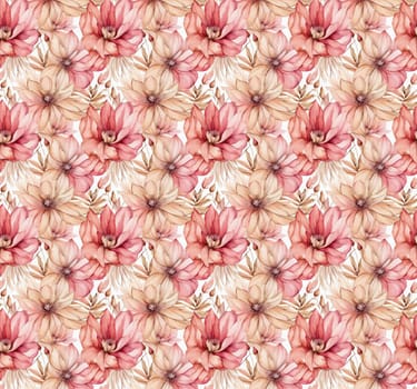 Abstract background of watercolor flowers, pink and beige colors