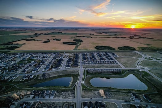 Aerial view of Kensington which is a neighbourhood located in west Saskatoon, Saskatchewan, Canada that began construction in 2013