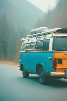 Traveling by car on the road. The concept of road travel in a mobile home