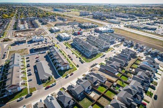 Aerial view of Kensington which is a neighbourhood located in west Saskatoon, Saskatchewan, Canada that began construction in 2013