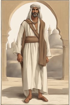portrait of elderly arab man illustration ai generative art