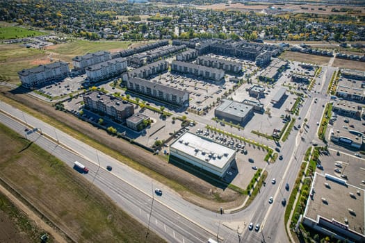 Aerial view of Blairmore Suburban Development Area which is an area in Saskatoon, Saskatchewan. It is a part of the west side community of Saskatoon