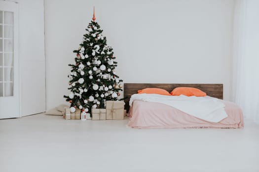 new year Christmas white room with Christmas tree 1