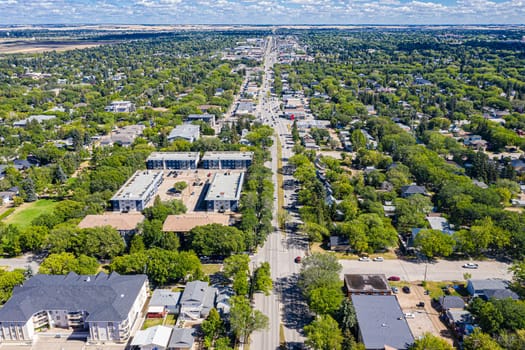 Aerial view of the 8th Street area of Saskatoon. Aug 28, 2020