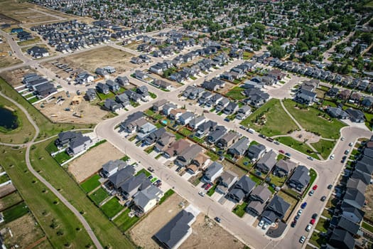 Aerial view of Kensington which is a neighbourhood located in west Saskatoon, Saskatchewan, Canada that began construction in 2013