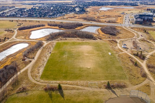 Aerial view of the Briarwood neighborhood of Saskatoon. Nov 3, 2020