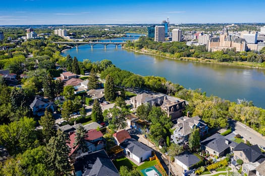 Aerial view of the Nutana neighborhood of Saskatoon. Sept 3, 2020