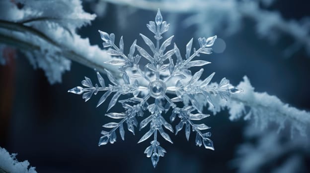 snowflake ornaments, natural snow ice, ai