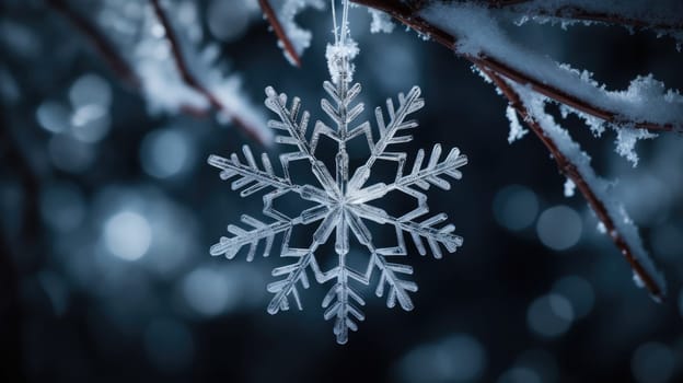 snowflake ornaments, natural snow ice, ai