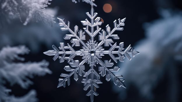 snowflake ornaments, natural snow ice, ai