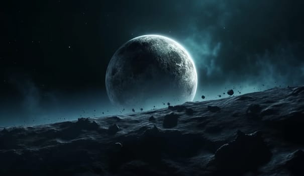 Moon in space in the background of the planet in 7k