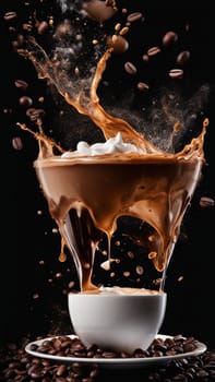 cappuccino latte macchiato splash high speed photograhic drink macro shot generative ai art