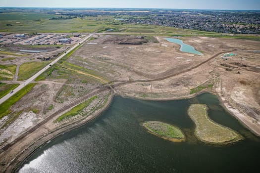 Aerial view of Brighton which is a neighbourhood in Saskatoon, Saskatchewan, and is the first of several communities planned for the Holmwood Suburban Development Area on the east side of the city.