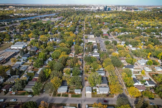 Aerial View of Avalon which is a mostly residential neighbourhood located in south-central Saskatoon, Saskatchewan, Canada. It is a suburban subdivision, consisting mostly of low-density, single detached dwellings. As of 2007, the area is home to 3,214 residents.