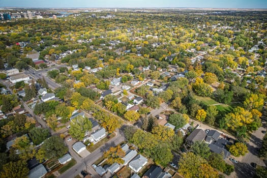 Aerial View of Avalon which is a mostly residential neighbourhood located in south-central Saskatoon, Saskatchewan, Canada. It is a suburban subdivision, consisting mostly of low-density, single detached dwellings. As of 2007, the area is home to 3,214 residents.