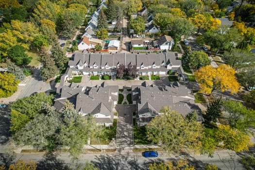 Aerial View of Avalon which is a mostly residential neighbourhood located in south-central Saskatoon, Saskatchewan, Canada. It is a suburban subdivision, consisting mostly of low-density, single detached dwellings. As of 2007, the area is home to 3,214 residents.
