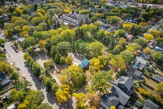 Aerial View of Avalon which is a mostly residential neighbourhood located in south-central Saskatoon, Saskatchewan, Canada. It is a suburban subdivision, consisting mostly of low-density, single detached dwellings. As of 2007, the area is home to 3,214 residents.