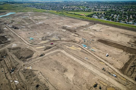 Aerial view of Brighton which is a neighbourhood in Saskatoon, Saskatchewan, and is the first of several communities planned for the Holmwood Suburban Development Area on the east side of the city.