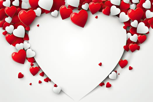 Abstract template hearts forming a white heart frame isolated with copy space for valentines day.