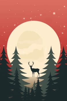 x'mas card christmas tree minimalistic design, ai