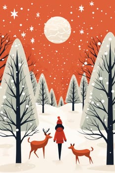 x'mas card christmas tree minimalistic design, ai