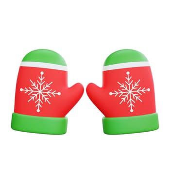 3D illustration of a Christmas gloves icon. Perfect for Christmas and happy new year celebrations