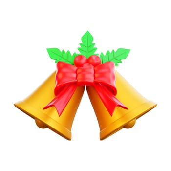 3D illustration of a Christmas bell icon. Perfect for Christmas and happy new year celebrations