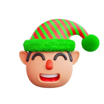 3D illustration of a Christmas elf icon. Perfect for Christmas and happy new year celebrations