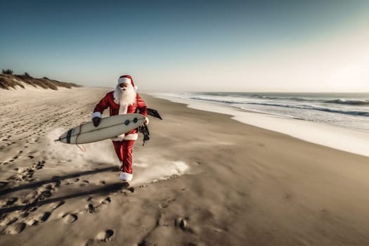 water island santa sand walk sea run hot concept surfing december claus new person summer nature year vacation beach christmas holiday. Generative AI.