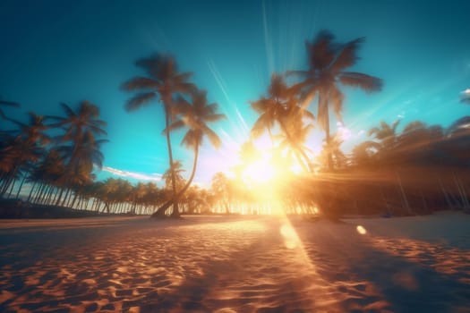 cloud hawaii coconut landscape ocean sky resort evening wave sea island paradise orange tree beach sun holiday sunset sunrise palm. Generative AI.