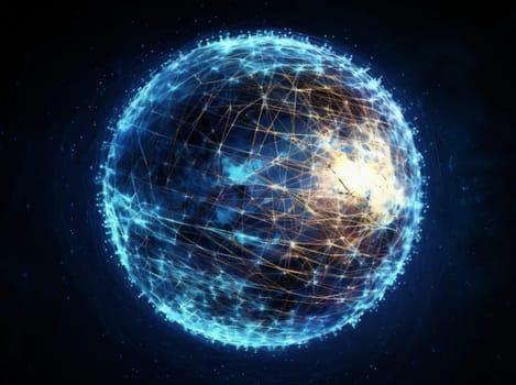 global cyberspace night connection orbit climate atmosphere earth world technology globe network astronaut black planet map sun internet picture finance. Generative AI.