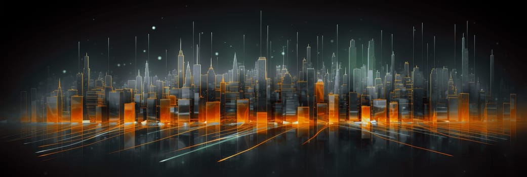 Abstract futuristic night city, Concept for IOT, smart city, speed connection and taintless advanced communication network.