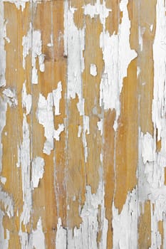 Texture of wood panels with old paint peeling off