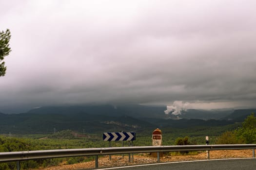 clean road without cars with a beautiful sky landscape nature, there is a place for an inscription. High quality photo