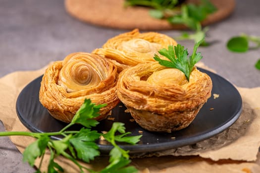 Pastries filled with meat, traditionally baked in black clay molds both from the region on Vila Real, Portugal.