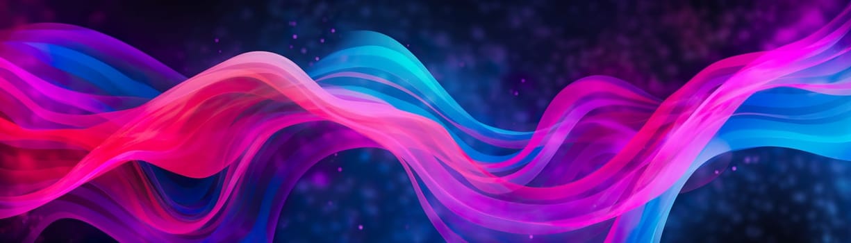 Abstract cosmic background with swirling neon light waves in mesmerizing shades of blue and pink across a deep space backdrop, creating a dynamic and futuristic atmosphere. Generative AI