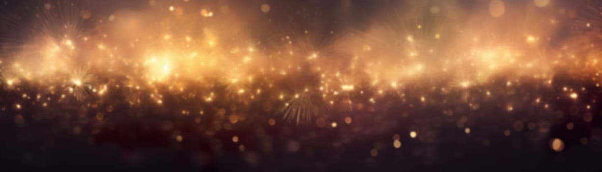 Abstract Christmas background with empty space. Glitter, bokeh lights, fireworks. Copy space for your text. Merry Xmas, Happy New Year. Festive backdrop. Generative AI