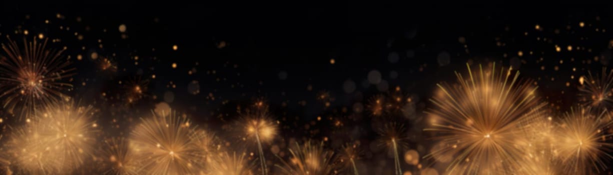 Black New Year background with fireworks and empty space. Copy space for your text. Merry Xmas, Happy New Year. Festive backdrop. Generative AI