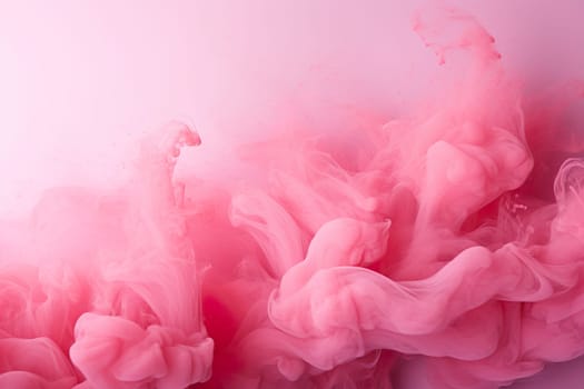 Pink smoke swirling on a light pink background. Empty, copy space for text. Backdrop for beauty product advertising, event backdrops, romantic content, wellness and spa marketing. Generative AI