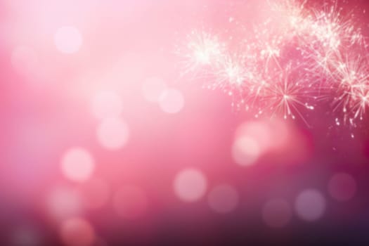 Enchanting pink fireworks and sparkling bokeh on a soft purple gradient, perfect for celebrations and festive designs. Copy space. Merry Xmas, Happy New Year. Festive vertical backdrop. Generative AI